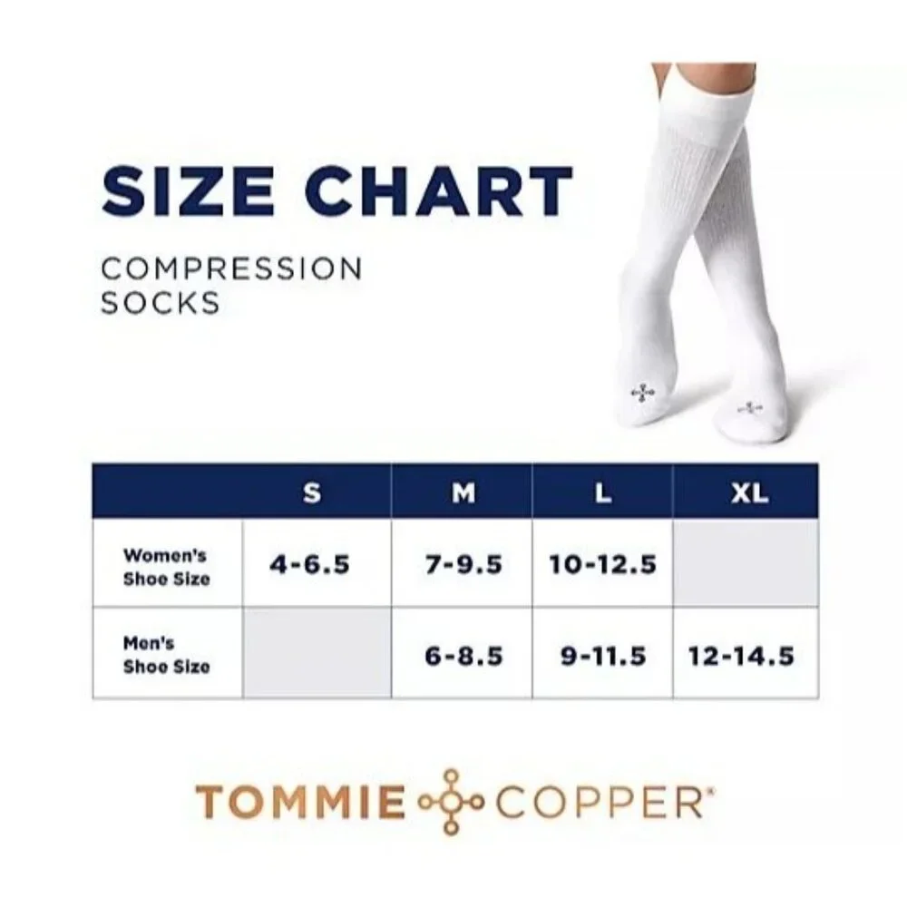 Tommie Copper UNISEX 6pk Snugstay OTC Compression Socks SMALL
